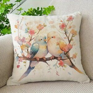 Exquisite Bird Couple Pattern 18" x 18" Pillow Cover - NEW
